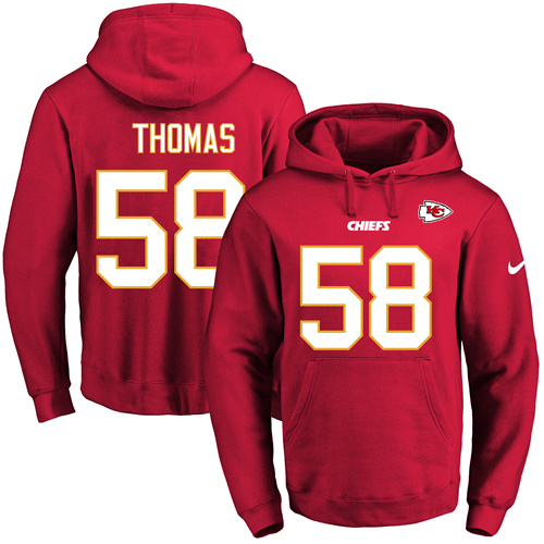 Nike Chiefs #58 Derrick Thomas Red Name & Number Pullover NFL Hoodie